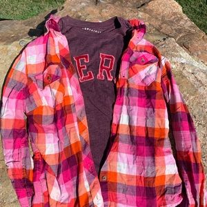 2 Aeropostale T-shirt’s and plaid shirt- 3 items